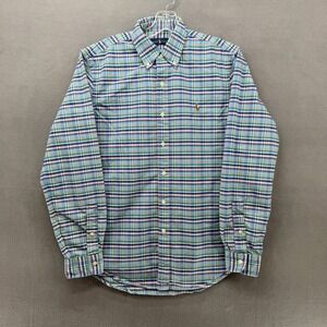 Ralph Lauren Plaid Button Down Shirt Mens Medium Blue Green Long Sleeve Polo